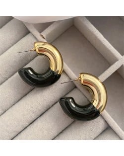 Vintage Metal Style C Shape Fashion Wholesale Costume Hoop Earrings - Black