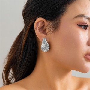 Vintage Punk Style Bling Full Rhinestone Water Drop Fashion Wholesale Costume Earrings