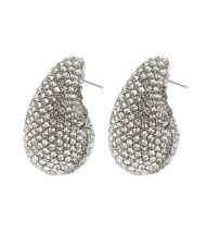 Vintage Punk Style Bling Full Rhinestone Water Drop Fashion Wholesale Costume Earrings