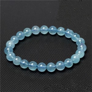 7 MM Natural Blue Crystal Jewelry Wholesale Wisdom and Courage Aquamarine Energy Bracelet