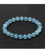 7 MM Natural Blue Crystal Jewelry Wholesale Wisdom and Courage Aquamarine Energy Bracelet