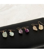 (7 Colors Available) 1 Pair Natural Healing Crystal Wholesale Fashion Irregular Stone Energy Earrings