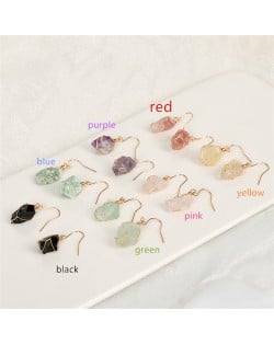 (7 Colors Available) 1 Pair Natural Healing Crystal Wholesale Fashion Irregular Stone Energy Earrings