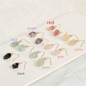 (7 Colors Available) 1 Pair Natural Healing Crystal Wholesale Fashion Irregular Stone Energy Earrings