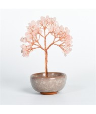 Reiki Natural Pink Healing Crystal Tree Energy Stones Copper Wire Tree Life Spiritual Meditation Tree Room Office Desk Decor