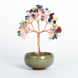 Reiki Natural Multicolor Healing Crystal Tree Energy Stones Copper Wire Tree Life Spiritual Meditation Tree Office Desk Decor