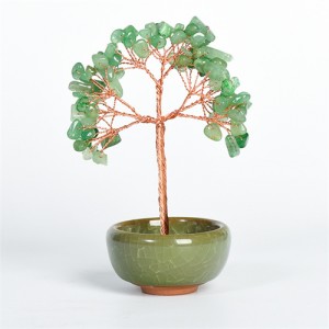 Reiki Natural Healing Crystal Green Aventurine Energy Stones Copper Wire Tree Life Spiritual Meditation Tree