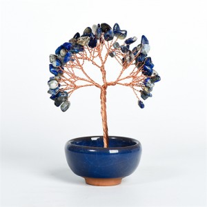 Reiki Natural Healing Crystal Lapis Lazuli Energy Stones Copper Wire Tree Life Spiritual Meditation Tree