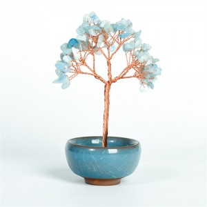 Reiki Natural Healing Crystal Aquamarine Energy Stones Copper Wire Tree Life Spiritual Meditation Tree