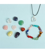 10 Pieces Set Natural Healing Crystal 7 Chakra Stones and Necklace Bracelet for Energy Reiki Meditation