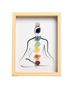 Natural Healing Crystal Energy Meditation Colorful Original Stone Picture Frame Decoration with Light