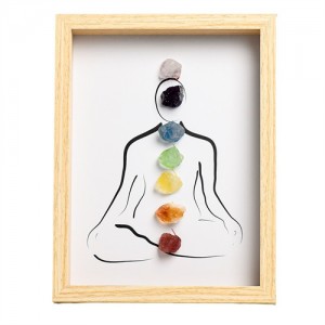 Natural Healing Crystal Energy Meditation Colorful Original Stone Picture Frame Decoration with Light