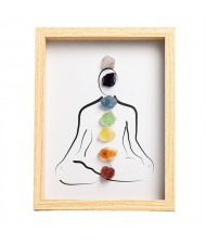 Natural Healing Crystal Energy Meditation Colorful Original Stone Picture Frame Decoration with Light