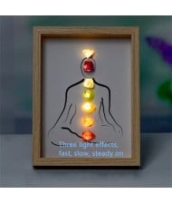Natural Healing Crystal Energy Meditation Colorful Original Stone Picture Frame Decoration with Light