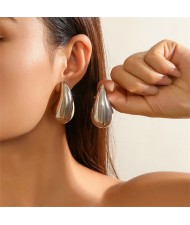 Popular Water Drop Alloy Fashion Wholesale Women Costume Earrings - Silver