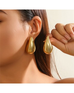 Popular Water Drop Alloy Fashion Wholesale Women Costume Earrings - Golden