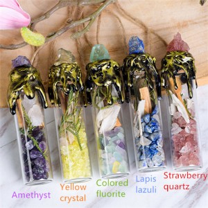 (5 Colors Available) 1 Piece Mini Wishing Bottle Wholesale Natural Healing Crystal Reiki 7 Chakra Tumbled Energy Stones