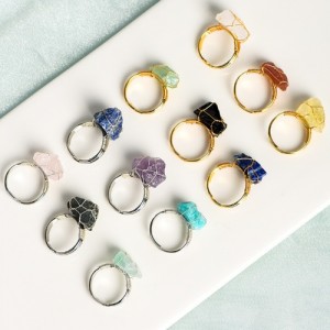 12 Pieces Set Natural Healing Crystal Wholesale Original Energy Stone Ring