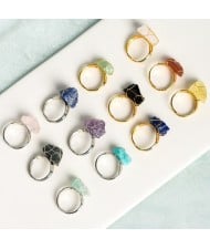 12 Pieces Set Natural Healing Crystal Wholesale Original Energy Stone Ring