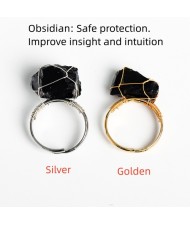 2 Colors Available Natural Healing Crystal Wholesale Original Obsidian Anergy Stone Ring