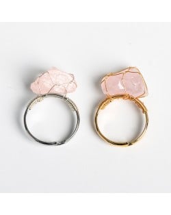 2 Colors Available Natural Healing Crystal Wholesale Original Pink Crystal Anergy Stone Ring