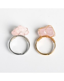 2 Colors Available Natural Healing Crystal Wholesale Original Pink Crystal Anergy Stone Ring