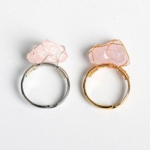 2 Colors Available Natural Healing Crystal Wholesale Original Pink Crystal Energy Stone Ring