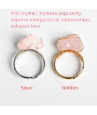 2 Colors Available Natural Healing Crystal Wholesale Original Pink Crystal Anergy Stone Ring
