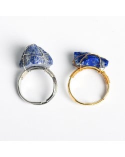 2 Colors Available Natural Healing Crystal Wholesale Original Lapis Lazuli Anergy Stone Ring