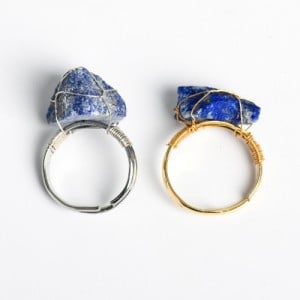 2 Colors Available Natural Healing Crystal Wholesale Original Lapis Lazuli Energy Stone Ring