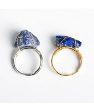 2 Colors Available Natural Healing Crystal Wholesale Original Lapis Lazuli Anergy Stone Ring