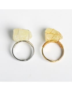 2 Colors Available Natural Healing Crystal Wholesale Original Yellow Crystal Anergy Stone Ring