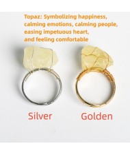 2 Colors Available Natural Healing Crystal Wholesale Original Yellow Crystal Anergy Stone Ring