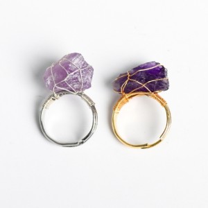 2 Colors Available Natural Healing Crystal Wholesale Original Amethyst Energy Stone Ring