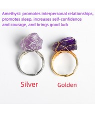 2 Colors Available Natural Healing Crystal Wholesale Original Amethyst Energy Stone Ring
