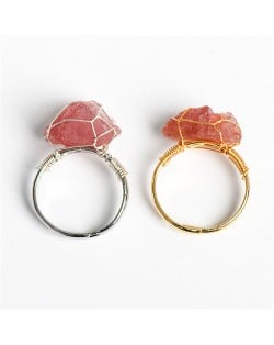 2 Colors Available Natural Healing Crystal Wholesale Original Strawberry Crystal Energy Stone Ring