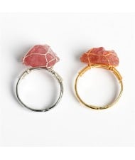 2 Colors Available Natural Healing Crystal Wholesale Original Strawberry Crystal Energy Stone Ring