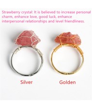 2 Colors Available Natural Healing Crystal Wholesale Original Strawberry Crystal Energy Stone Ring