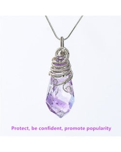 Natural Healing Crystal Energy Stone Wholesale Water Drop Amethyst Pendant Women Necklace - Violet