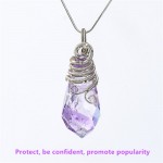 Natural Healing Crystal Energy Stone Wholesale Water Drop Amethyst Pendant Women Necklace - Violet