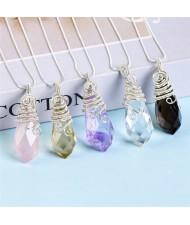 Natural Healing Crystal Energy Stone Wholesale Water Drop Amethyst Pendant Women Necklace - Violet