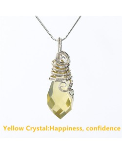 Natural Healing Crystal Energy Stone Wholesale Water Drop Topaz Pendant Women Necklace - Yellow