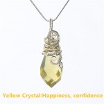 Natural Healing Crystal Energy Stone Wholesale Water Drop Topaz Pendant Women Necklace - Yellow