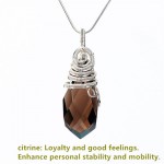 Natural Healing Crystal Energy Stone Wholesale Water Drop Citrine Pendant Women Necklace - Brown