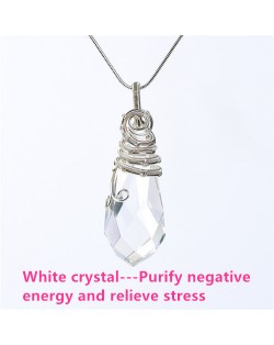 Natural Healing Crystal Energy Stone Wholesale Water Drop White Crystal Pendant Women Necklace - Clear