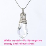 Natural Healing Crystal Energy Stone Wholesale Water Drop White Crystal Pendant Women Necklace - Clear