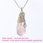 Natural Healing Crystal Energy Stone Wholesale Water Drop Pink Crystal Pendant Women Necklace