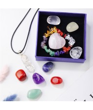11 Pieces Set Natural Healing Crystal 7 Chakra Stones and Necklace Bracelet Set Energy Reiki Meditation