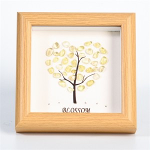 Natural Healing Crystal Energy Stones Heart Shape Tree Design Yellow Crystal Photo Frame Reiki Meditation Tabletop Decoration