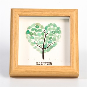 Natural Healing Crystal Energy Stones Green Aventurine Quartz Heart Shape Tree Photo Frame Tabletop Decoration